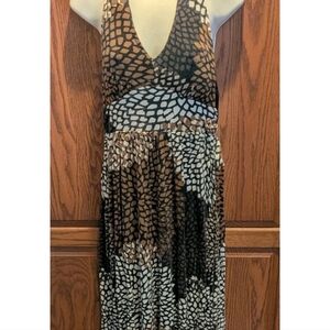 BANANA REPUBLIC  Travel Knit Halter Neck Low Back Bold Print  Maxi Dress M